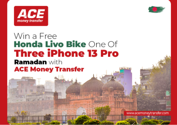  Win A Free Honda Livo Bike And One Of Three iPhone 13 Pro This Ramadan With ACE Money Transfer.