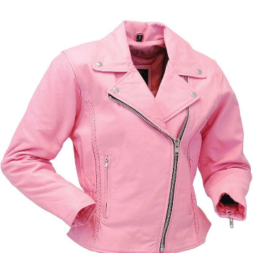 pink leather jacket